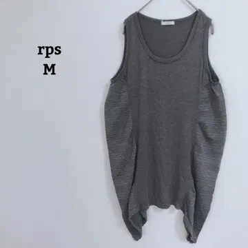 RPS 티셔츠 슬리브리스 플리츠 얇은 소재 롱 기장 M