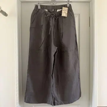 무인양품 프렌치 린넨 이지 와이드 팬츠 카키베이지 크롭 기장
