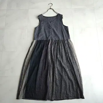 Jenny garcon 린넨 면 절개 레이어드 슬리브리스 원피스