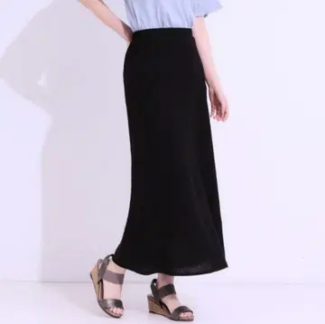 세탁 가능한 접촉 냉감] 산뜻하고 시원한 세미 플레어 스커트