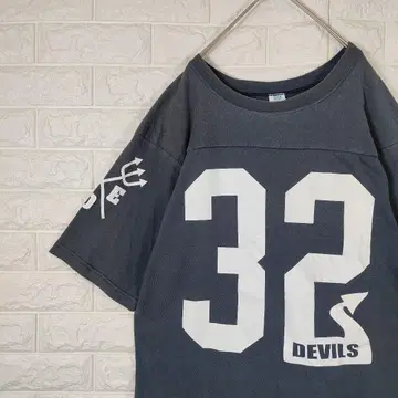 빅 로고 T셔츠 DEVILS 게임 셔츠 반팔 그레이 L