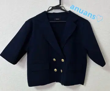 [미사용 새상품] anuans 하프 슬리브 하이 게이지 니트 재킷