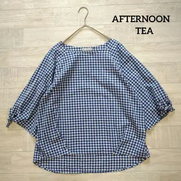 AFTERNOONTEA 애프터눈 티 소매 리본 깅엄 블라우스 MR