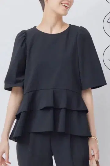 쿠미쿄쿠 조젯 저지 프릴 블라우스