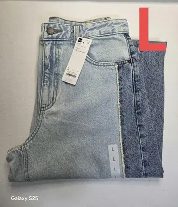 지유 2톤 배럴 레그 청바지 L 블루 지유 데님