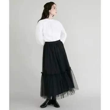 마리엘 카세트 튤 롱 스커트
