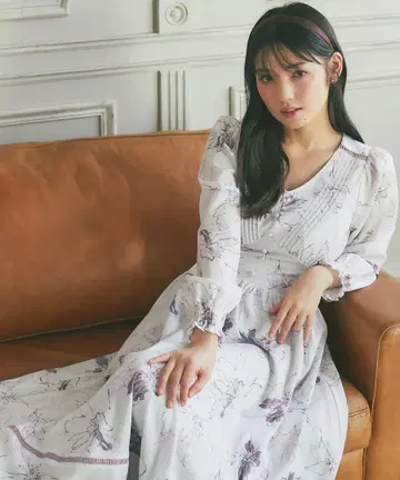토코 클로젯 코르셋풍 핀턱 셔링 플라워 원피스 핑크