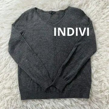 INDIVI 그레이 V넥 니트 38