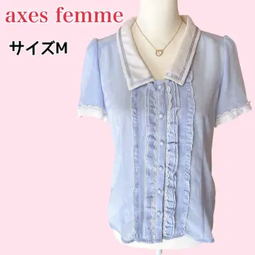 axes femme 레이스 프릴 쉬폰 블라우스 양산형 M