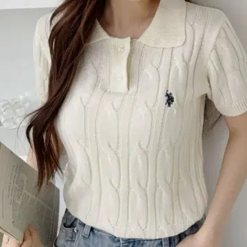 [새상품급] U.S. POLO ASSN 케이블 니트 피케 셔츠