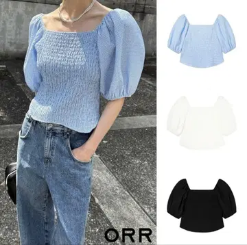 ORR Puff Square Neck Blouse black