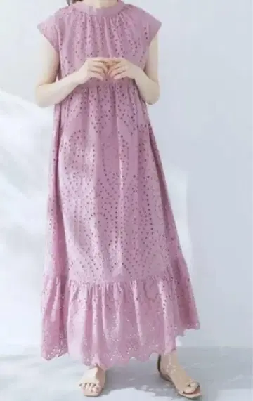 어반 리서치 2way 레이스 롱 원피스 핑크