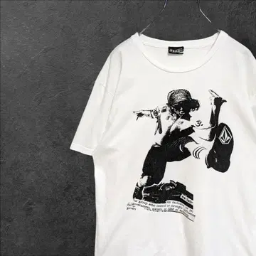 VOLCOM 아트 그래픽 티셔츠 화이트 L 사이즈 스트릿 스케이터 스타일