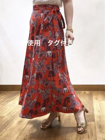 vermeil par iena 애니멀 프린트 랩 플레어 스커트