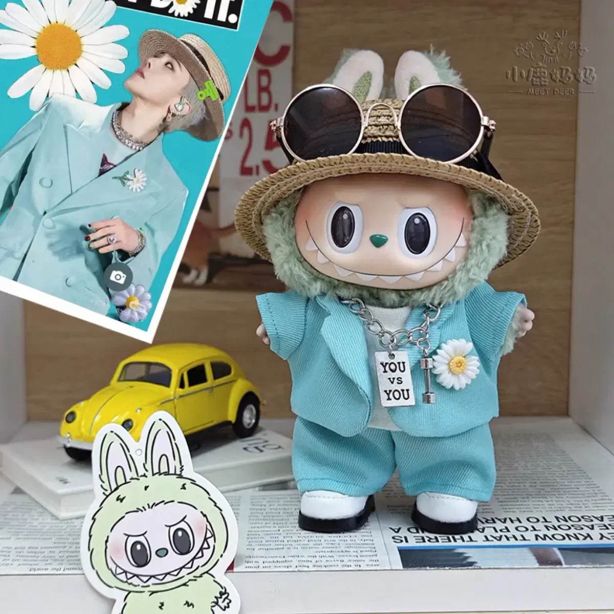 G-dragon着用衣装風 Labubu着せ替え ❤️【Labubu服】7点セットG-DRAGON風コスチューム15〜17cm GD