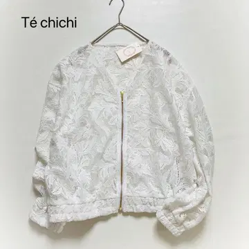 새상품 테치치 플라워 레이스 블루종 전체 레이스 자켓 화이트