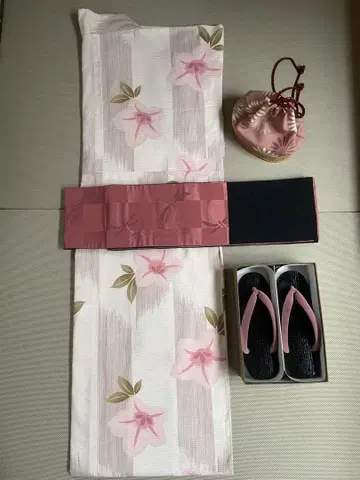 유메 공방 유카타, 오비, 일본 나막신, 백 4종 세트