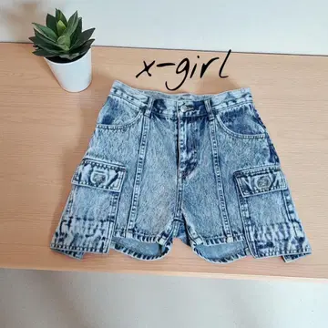 x-girl 데님 숏 팬츠 라이트 블루 M