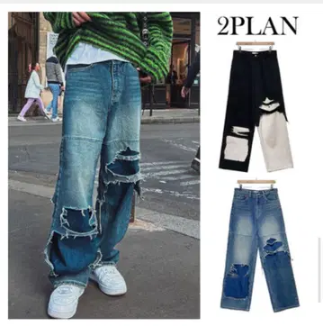 2PLAN 데미지 데님 팬츠