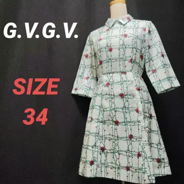 G.V.G.V. 지비지비 꽃무늬 원피스 장미 무늬 7부 소매 34