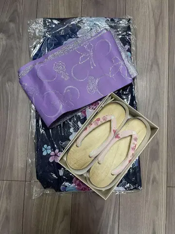 여성용 유카타 오비 일본 나막신 세트