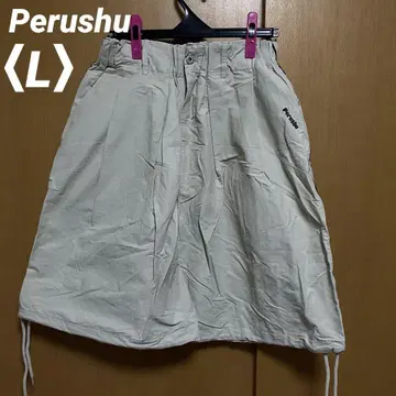 Perushu 사이드 파이핑 와이드 하프 팬츠 "L" 라이트 베이지