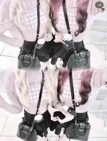 허니 뮤우 깅엄 트윈 리본 탑 프리 사이즈