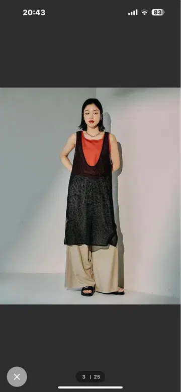 모듬 메쉬 민소매 원피스