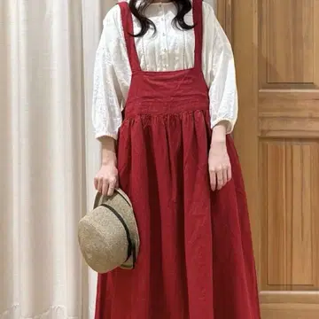 사만사 모스모스 [ Cross x Linen ] 멜빵 원피스