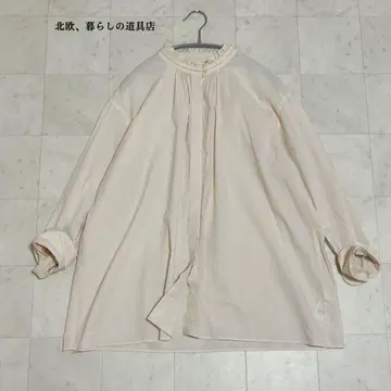 북유럽 생활용품점 블라우스 긴팔 프릴 칼라 동양 염색