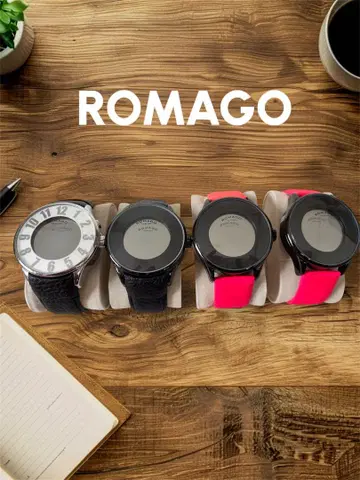 4개 세트 미사용 ROMAGO 로마고 시계 남성용 미러 손목시계 핑크