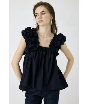moussy SHOULDER FRILLS 상의 블랙 흑