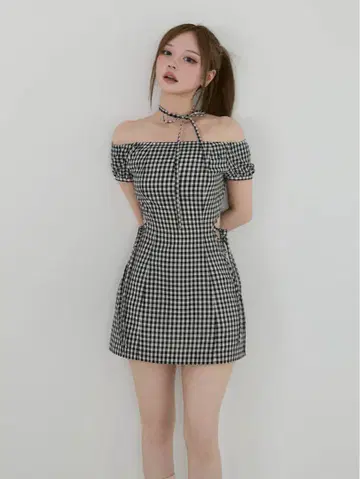 앤드마리 andmary Becky check mini dress BK