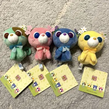 차 고양이 4종 컴프 세트 차 개 마스코트 봉제 인형