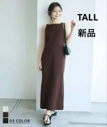 새상품 택 포함 브라운 슬리브리스 롱 니트 원피스 TALL