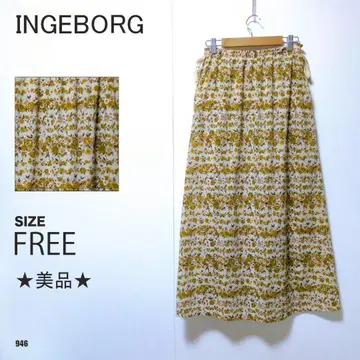 INGEBORG 잉게보그 꽃무늬 롱 스커트 베이지 계열 허리밴딩