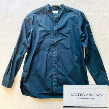 UNITED ARROWS 노카라 셔츠 긴팔 블랙 L~XL 상당