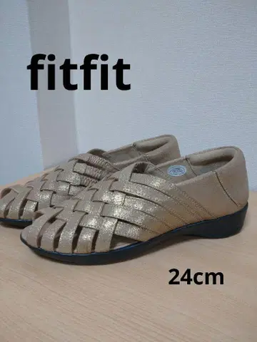 fitfit 손뜨개질 가죽 샌들 오픈토 골드 외반모지