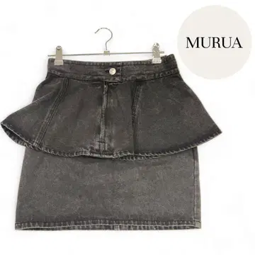 MURUA 페플럼 데님 미니 스커트 새상품급 블랙