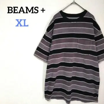 빔즈 플러스 보더 반팔 티셔츠 파일 원단 타월 시지라 직물 바스크 셔츠