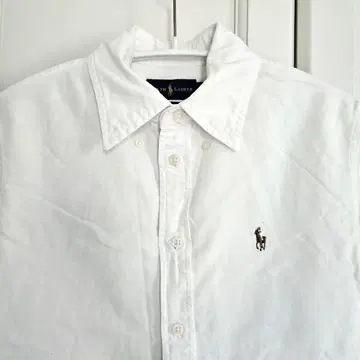 RALPH LAUREN * 커스텀 핏 로고 자수 셔츠 화이트