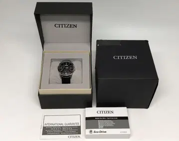 CITIZEN 자동 감기 손목시계 블랙 다이얼 가죽