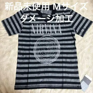 닐바나 티셔츠 M 그레이 보더 데미지 가공 택 포함 루퍼트