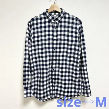 UNIQLO 유니클로 남성용 셔츠 깅엄 체크 네이비