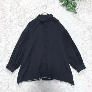 메종드소일 핀턱 면100% 긴팔 셔츠 개더 셔츠 블랙