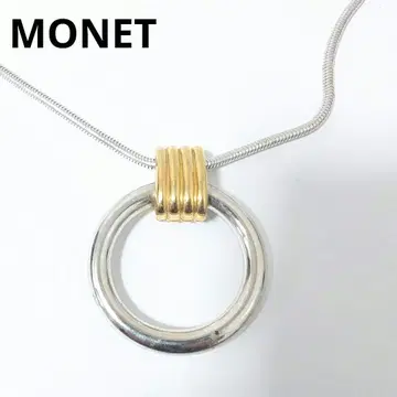 MONET 목걸이, 원형 골드 실버 롱 체인