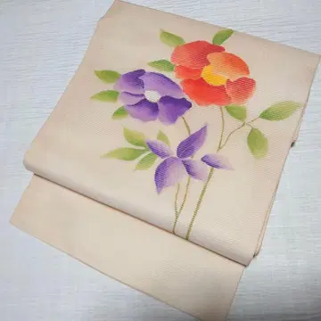 순수 실크 명주 오비(약 27.3cm) 나고야 오비 '여름의 꽃'