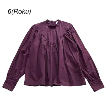 6(Roku) 유나이티드 애로우즈 개더 볼륨 블라우스 브라운