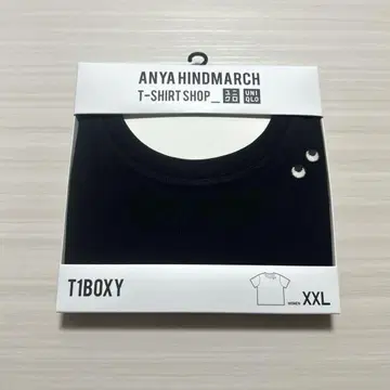 유니클로 안야 힌드마치 콜라보 블랙 검정 XXL 박스 티셔츠