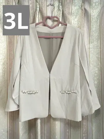 &LOVE 펄 장식 노카라 자켓